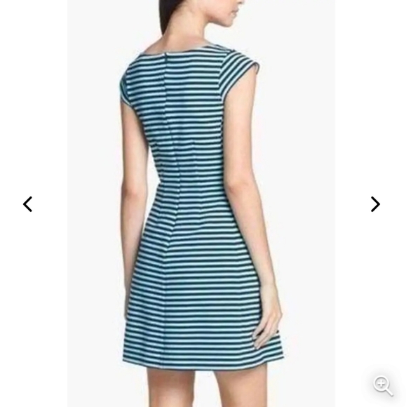 Lilly Pulitzer Briella Dress XS Teal/Navy Stripes Fit & Flare Coastal Preppy - Picture 4 of 14